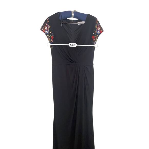 MAC DUGGAL EMBELLISHED SLEEVE JERSEY WRAP GOWN size 6 (S) - Picture 7 of 12